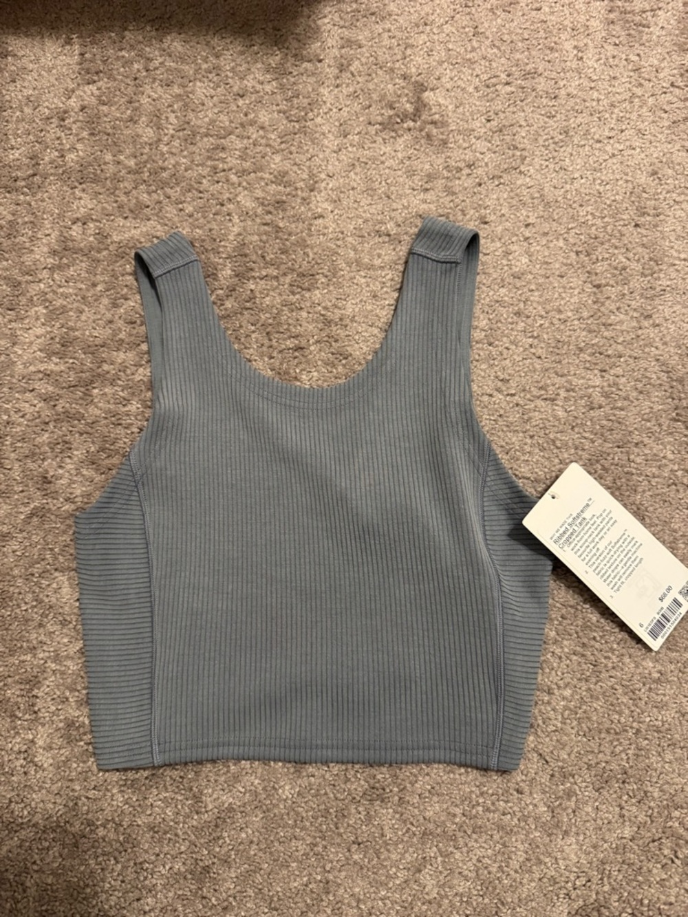 Lululemon Ribbed Softstreme Cropped Tank- Belgian Blue-Size 6